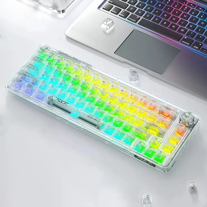 Keyboard Gaming Mac - Tastiera meccanica wireless trasparente compatta F68